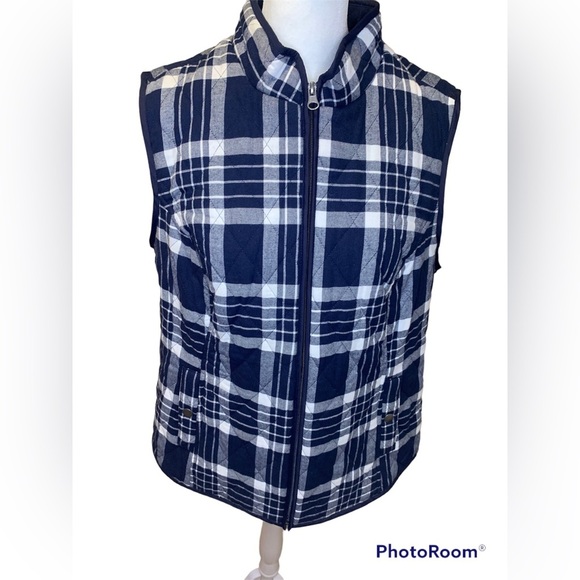 Vest Blue plaid-Size Large -Croft & Barrow Women's Vest - - Picture 2 of 10